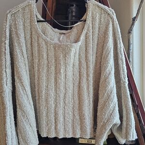 Free People Textured Cream Sweater